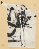 Hans Alvesen 1943 Rützen/Guhrau - "Orpheus" - Collage/Karton. 22 x 16,8 cm. Sign. und dat. r. u.: