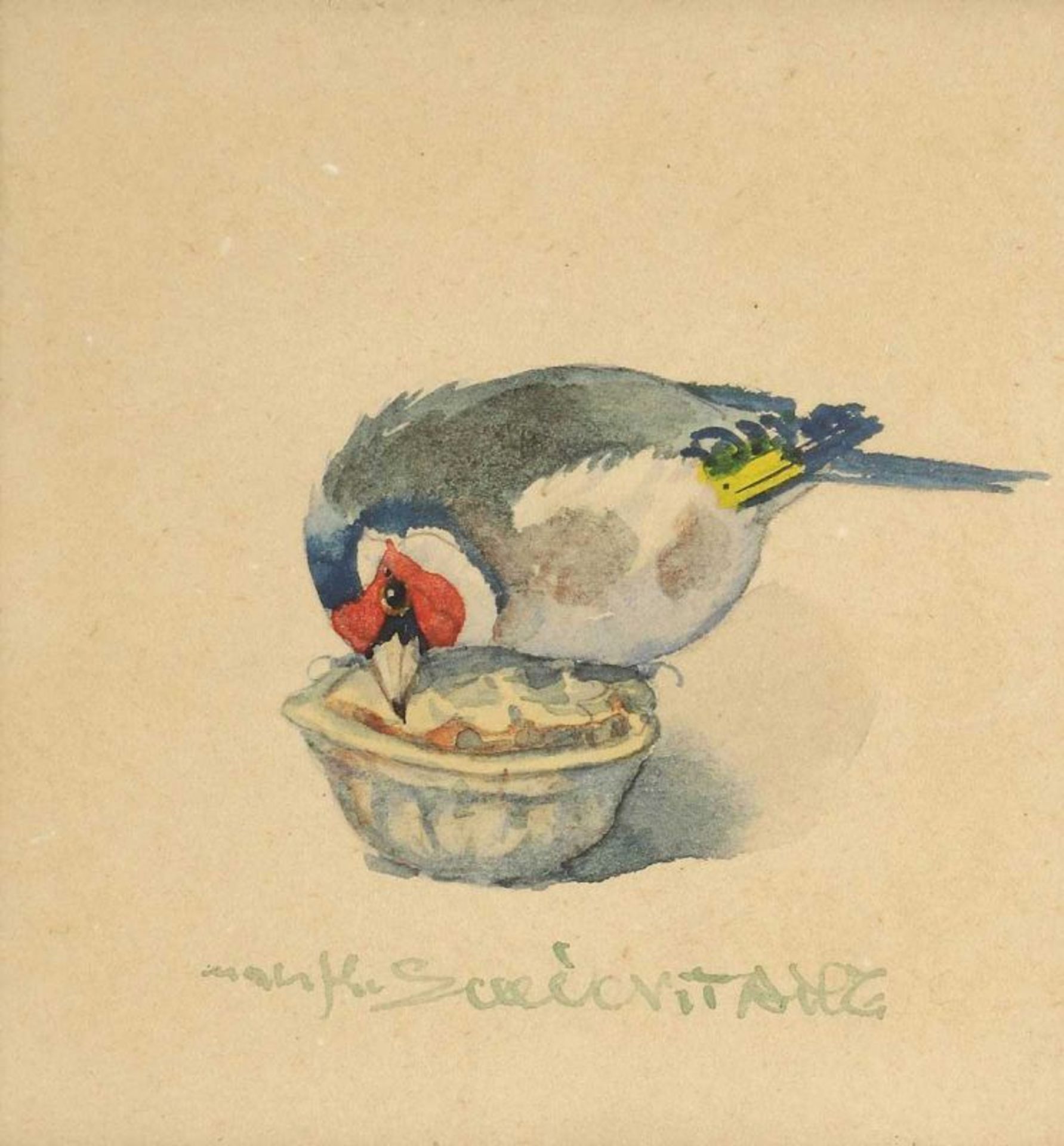 Karl Schicktanz Dresdener Künstler um 1900 - Vogeldarstellungen - Vier Aquarelle/Papier. Bis zu 17,5 - Bild 4 aus 4