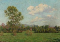 Samu Börtsök 1881 Tapioszele - 1931 Budapest - Sommerliche Wiesenlandschaft - Öl/Lwd. 72 x 99 cm.