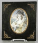 Miniatur 19. Jahrhundert. - Damenbildnis - Gouache/Elfenbein. 14 x 9,5 cm. Bez. M. u.: n. Füger.
