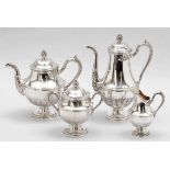 4tlg Kaffee- und Teeservice R. Linzeler/Paris/Frankreich, um 1900. 950er Silber. Punzen: Herst.-