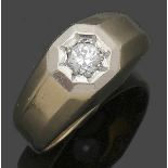 Damendiamantring 1920er Jahre. 750er GG, gestemp. 1 Altschliffdiamant von ca. 0,25 ct. Ringgr. 56.