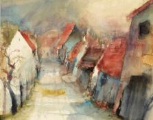 Bernhard Vogel 1961 Salzburg - lebt und arbeitet in Salzburg - "Mörbisch (Burgenland)" - Aquarell/