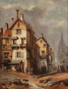 Maria von Parmentier 1846 Wien - 1879 Trespiano attr. - Altstadtgasse mit Blick auf Kirche - Öl/Lwd.