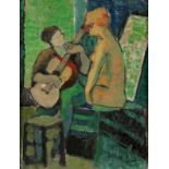 Henri (Henryk) Epstein 1891 Lodz - 1944 wahrscheinlich KZ Auschwitz - Gitarrenspieler im Atelier -