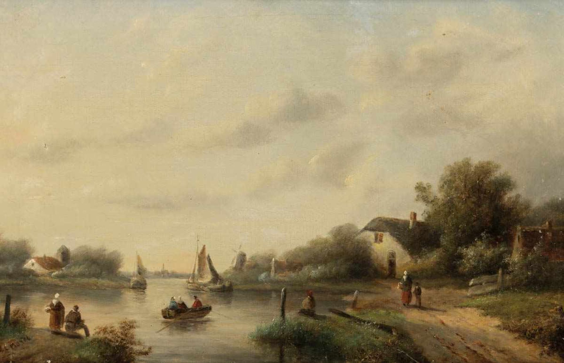 Jan Evert Morel 1835 Amsterdam - 1905 Weesp attr. - Niederländische Landschaft - Öl/Lwd. 29,7 x 46