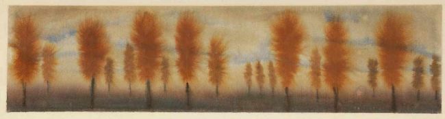 László Balogh Künstler des 20. Jahrhunderts - Bäume - Aquarell/Papier. 15,2 x 62 cm. Sign. und