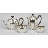 4tlg. Kaffee- und Teeservice London/England, um 1912/13. 925er Silber. Punzen: Herst.-Marke,