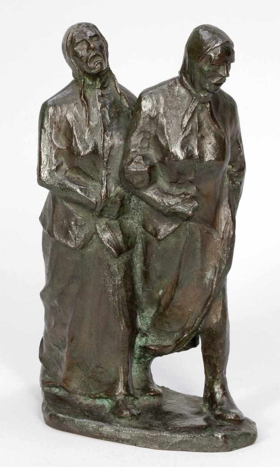 Walter Scheufen 1881 Düsseldorf - 1917 Flandern (gefallen) - Trauernde - Bronze. Schwarzbraun und