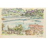 Ivo Hauptmann 1886 Erkner - 1973 Hamburg - Der Lago Maggiore bei Tessin - Aquarell/Papier. 32 x 48,5