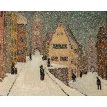 Béla Balla 1882 - 1965 attr. - Stadt im Schnee - Öl/Lwd. 80 x 100 cm. Auf der Rückseite des