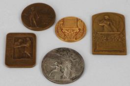 Konvolut von 5 Medaillen Frankreich. Exposition Internationale du Nord de la France, 1911. Ecole