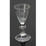 Kelchglas mit Spiegelmonogramm Lauenstein, Mitte 18. Jh. Farbloses Glas. Abriss. H. 16,2 cm. - Lit.: