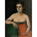 August Heitmüller 1873 Gummer - 1935 Hannover - Elegante Dame in rotem Kleid - Pastellkreiden/