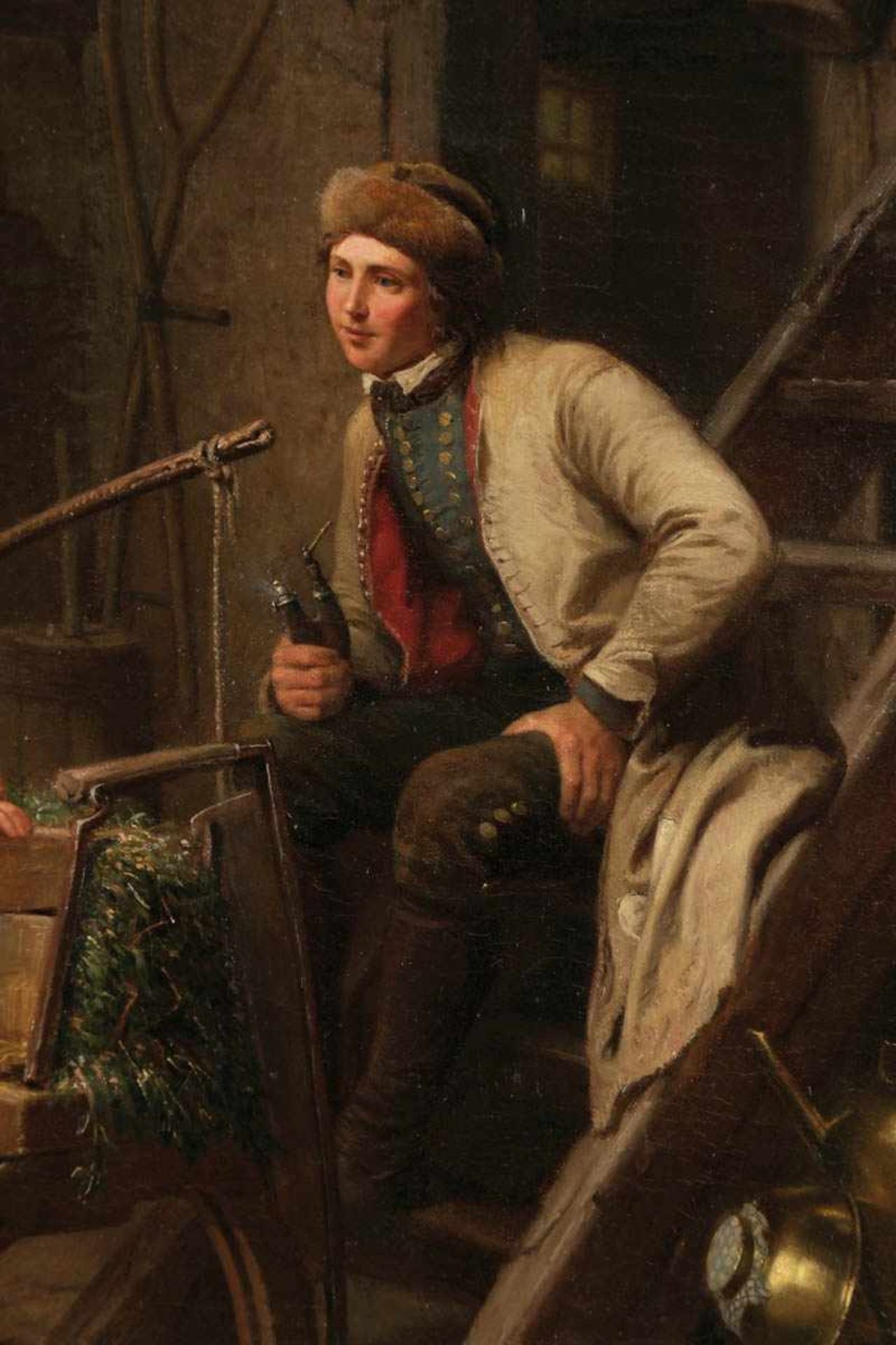 Raphael Ritz 1829 Brig - 1894 Sitten - "Landleben" - Öl/Lwd. 52 x 47,5 cm. Sign. und dat. r. u.: - Bild 4 aus 4