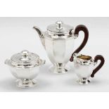 3tlg. Kaffeeservice Tatard Freres/Paris/Frankreich, um 1900. 950er Silber. Punzen: Herst.-Marke,