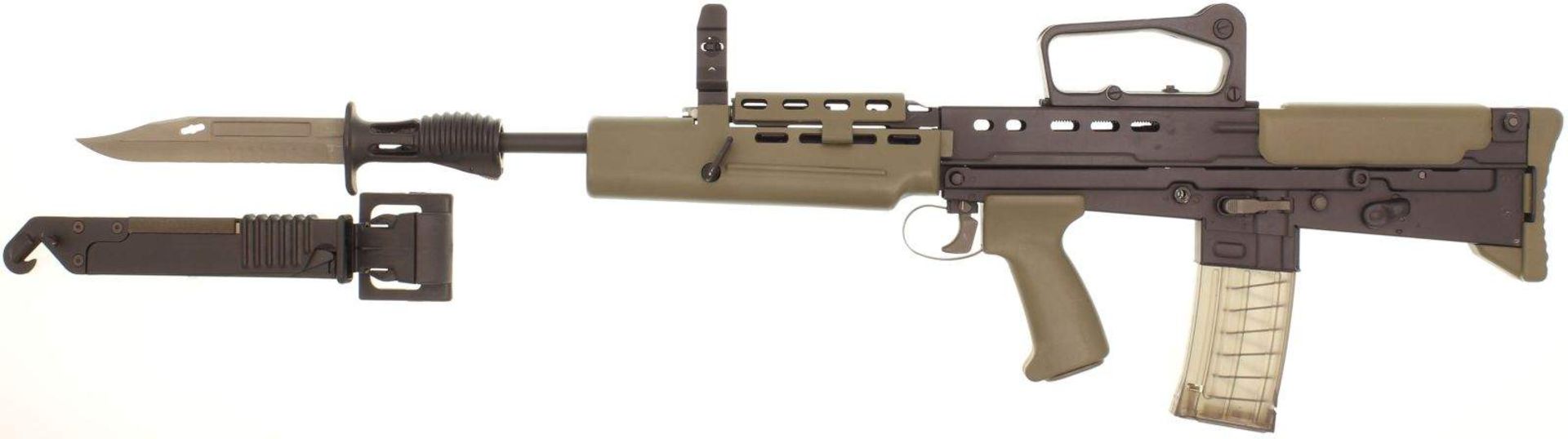 Sturmgewehr, Enfield L85A1, "Bull-pup", Kal. .223. LL 540mm inkl. Mündungsbremse, TL 780mm,