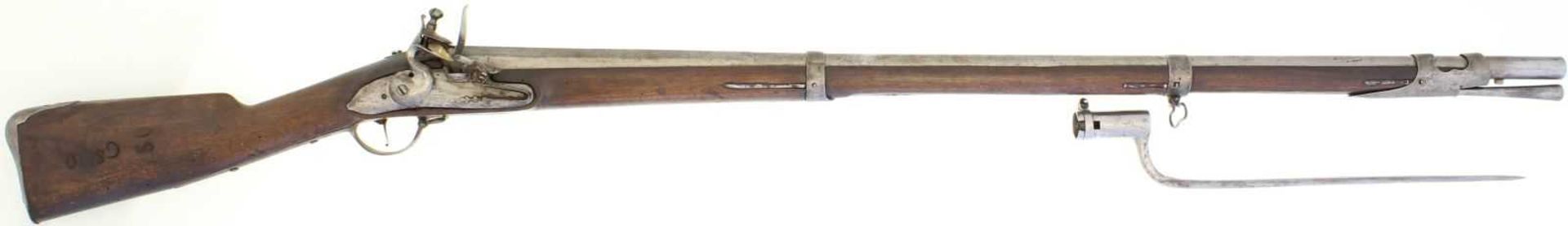 Steinschlossgewehr, Kantonale Ord. Solothurn, ca. 1770, resp. 1817, Kal. 18mm LL 1030mm, TL