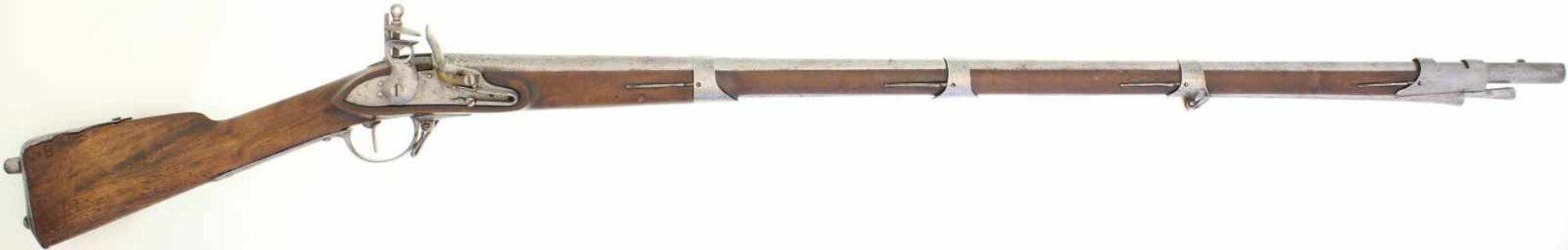 Steinschlossgewehr Dänemark M1769, Kal. 16.8mm@ LL 107cm, Rundlauf mit Abnahmestempel CB mit