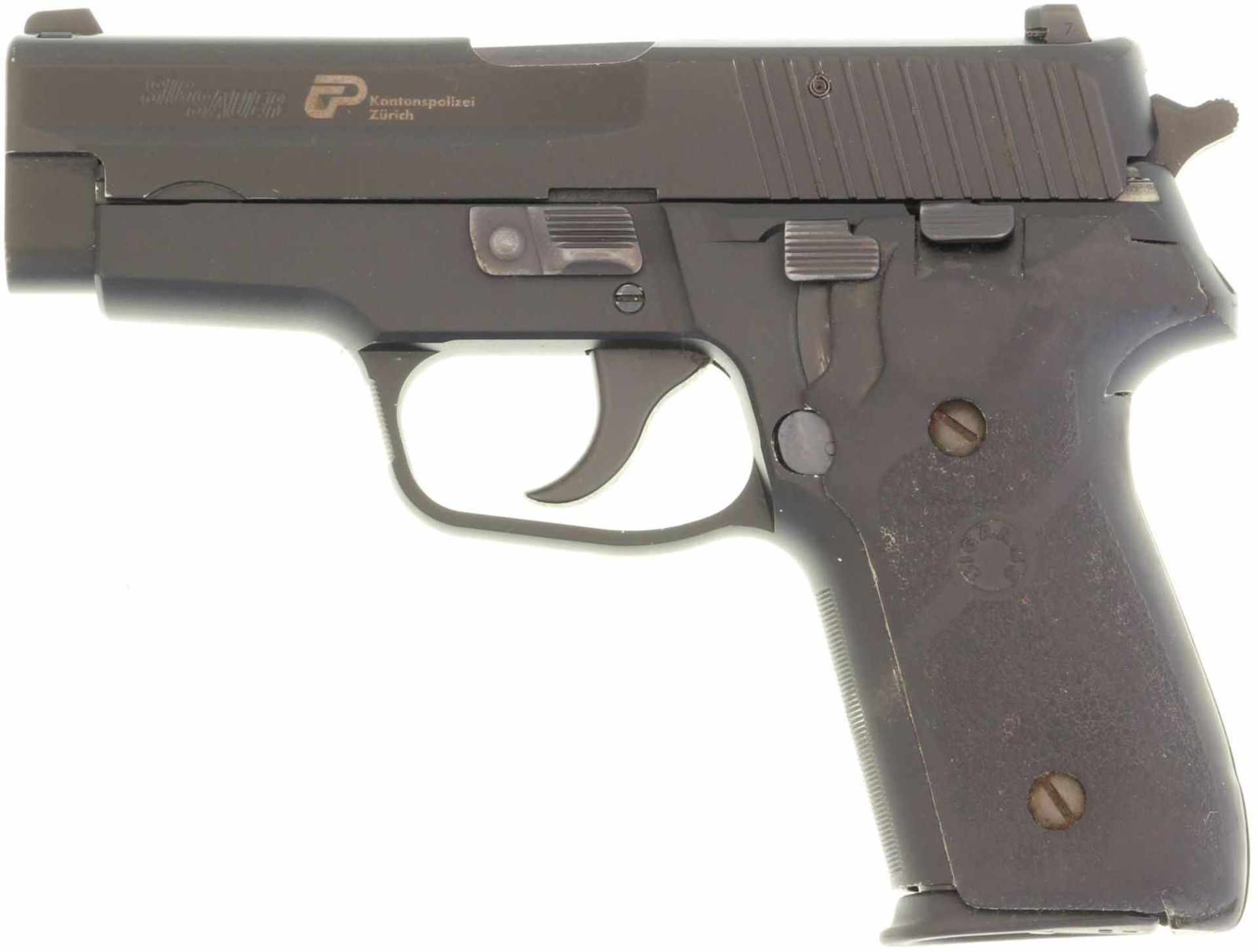 Pistole, SIG-Sauer P228, Kantonspolizei Zürich, Kal. 9mmP@ Schwarz eloxiertes
