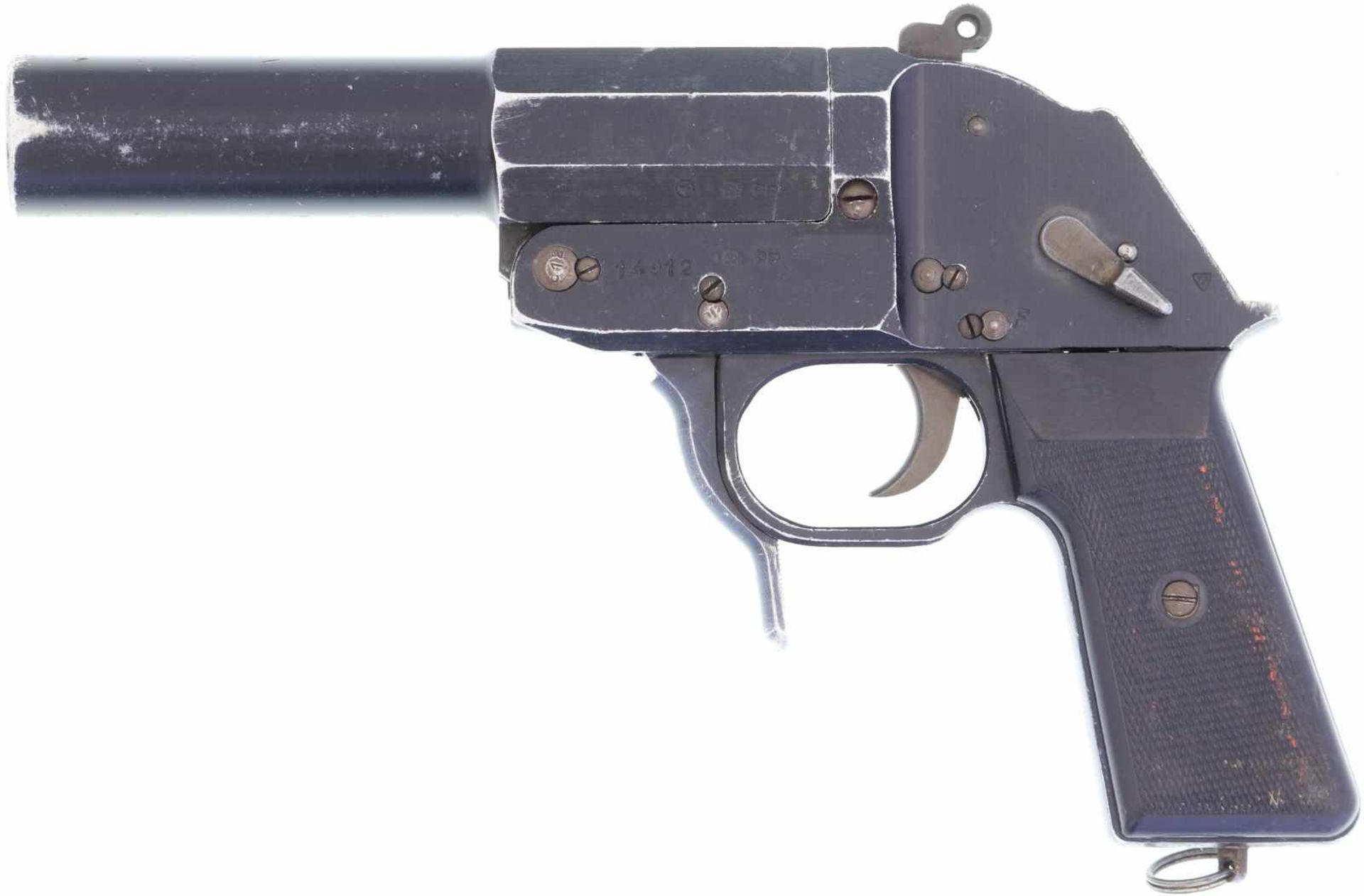 Leuchtpistole, DDR, Hersteller Ernst Thälmann-Werke-Suhl, LP1 "1001", Kal. 4@ LL 165mm, schwarz