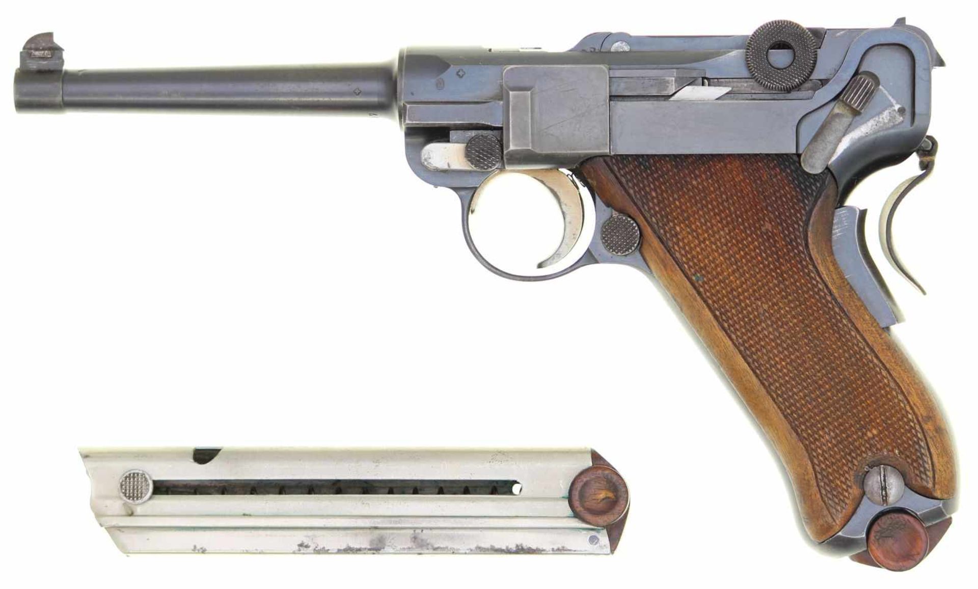 Pistole, WF Bern, Parabellum, Mod. 06/24, Kal. 7.65mmP@ Streichbrünierte Ganzstahlwaffe mit SA-