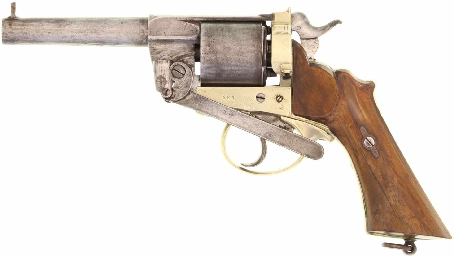 Perkussionsrevolver, "Kammerrevolver" System Scheinigg/Gasser, 1862, Kal. 13.9mm@ LL 125mm, TL