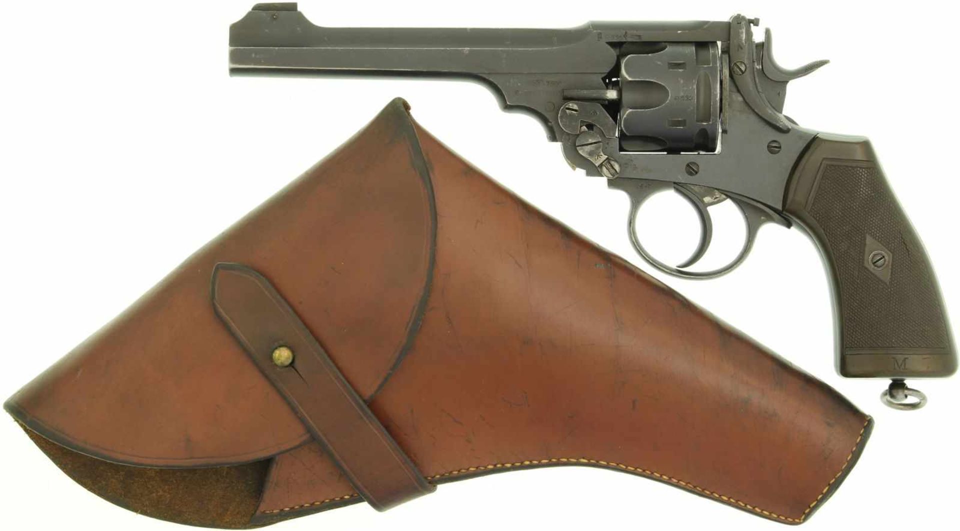 Revolver, Enfield Mk VI, hergestellt 1925, Kal. .455@ LL 6", brünierte Ganzstahllwaffe, Kipplauf,