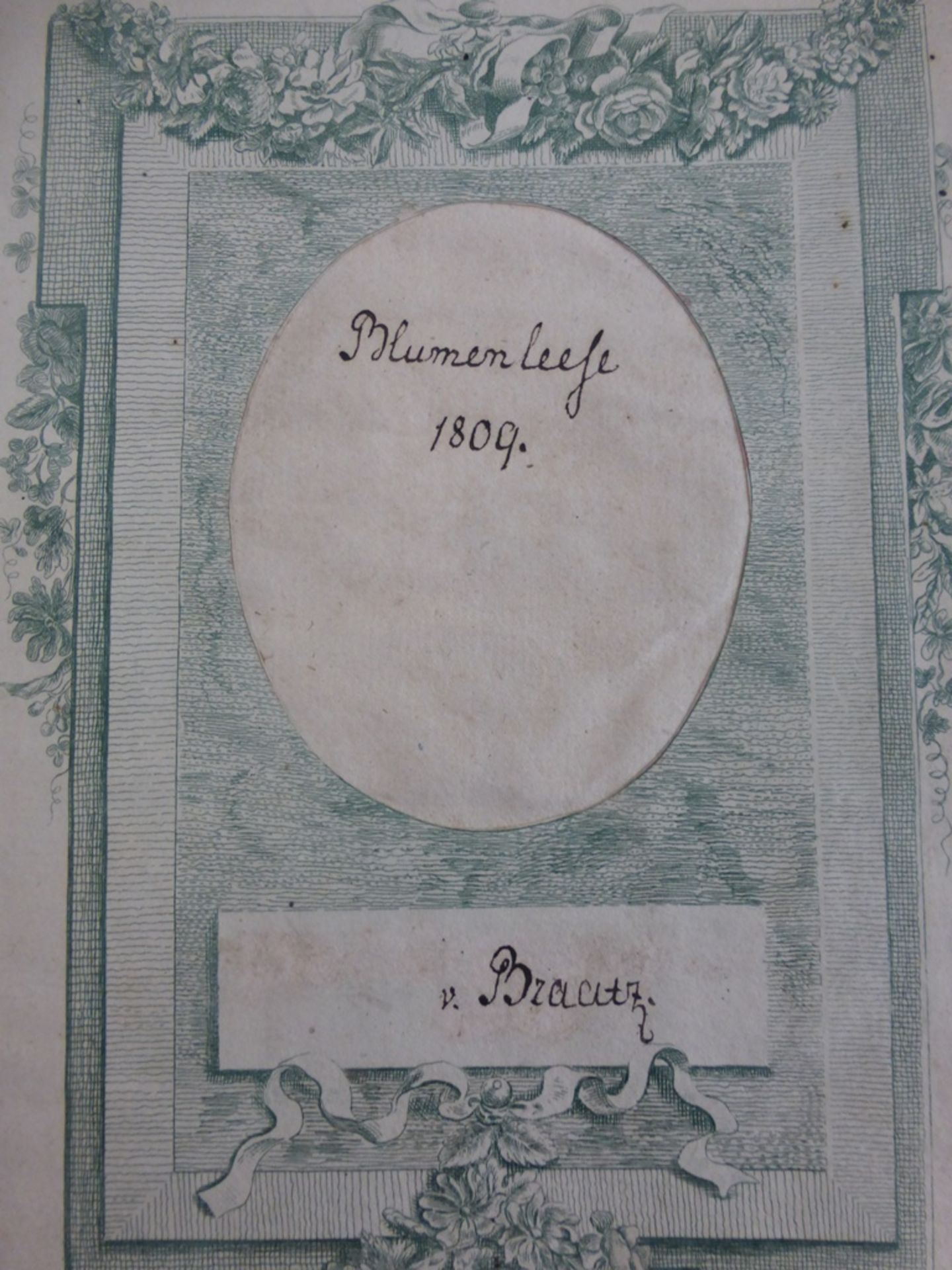 Handgeschriebenes Buch "Blumenleese", um 1800, u.a. verschiedene Tagebuch Einträge,Pappeinband