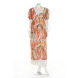 A Gina Fratini voile dress with printed smock, circa 1972, label to the smock and size 14,