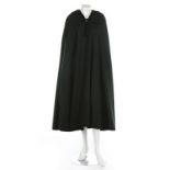 An Yves Saint Laurent dark green tweed burnouse style cape, circa 1976, labelled Rive Gauche,