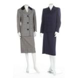 Four women's suits and assorted separates, 1940s, including a navy double-breasted suit by LL.