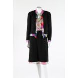 A Chanel boutique black tweed and printed chiffon ensemble, 2000, labelled,