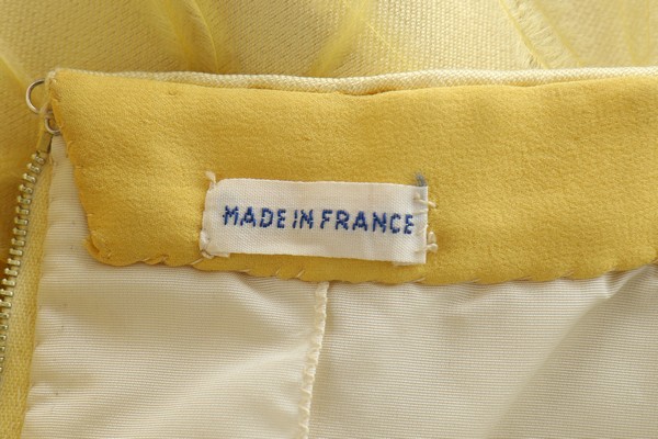 A yellow gazar evening dress, circa 1967, labelled 'made in France', - Image 8 of 8