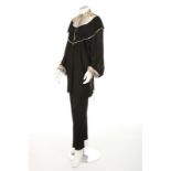 An Ossie Clark/Celia Birtwell black Hurelle jersey and printed chiffon 'pierrot' ensemble,
