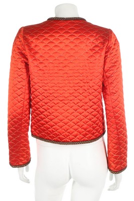 An Yves Saint Laurent quilted coral satin evening jacket, probably Chinese collection, A/W 1977, - Image 3 of 8