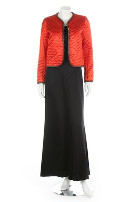 An Yves Saint Laurent quilted coral satin evening jacket, probably Chinese collection, A/W 1977,