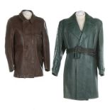 Six men's leather coats and jackets, 1940s-early 60s, in various colours,