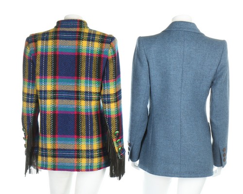 Saint Laurent tweed and tartan day wear, Rive Gauche labelled, - Image 5 of 8