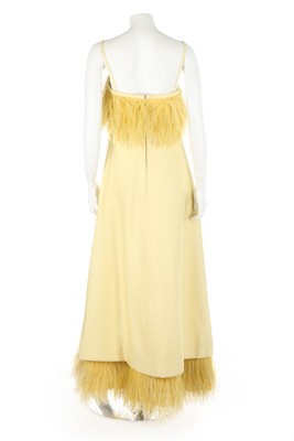 A yellow gazar evening dress, circa 1967, labelled 'made in France', - Image 2 of 8