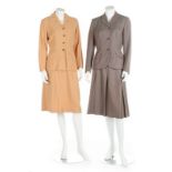 Five day suits, a dress and jacket, 1940s-50s,