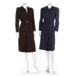 Four women's suits, dress and a jacket, 1940s-50s, including a brown wool example,