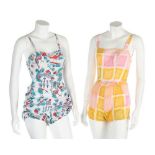 A group of swim-wear and lingerie, mostly 1940s-50s, including a novelty print Jantzen bathing-suit,