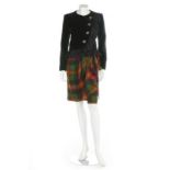 An Yves Saint Laurent highland inspired cocktail suit, mid 1980s, Rive Gauche labelled and size 34,