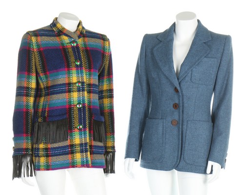 Saint Laurent tweed and tartan day wear, Rive Gauche labelled, - Image 3 of 8