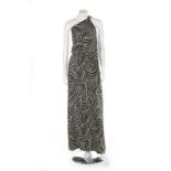 An Yves Saint Laurent zebra printed silk damask evening gown, circa 1990,