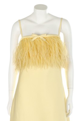 A yellow gazar evening dress, circa 1967, labelled 'made in France', - Image 6 of 8