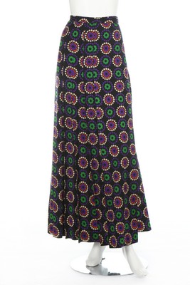 Three Yves Saint Laurent printed wool maxi skirts, circa 1976, Rive Gauche labelled and size 36,