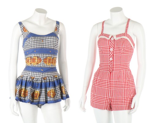 Six 1960s printed cotton swimsuits,