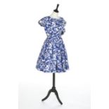 A Christian Dior printed linen/cotton summer ensemble, late 1950s, Paris boutique labelled,